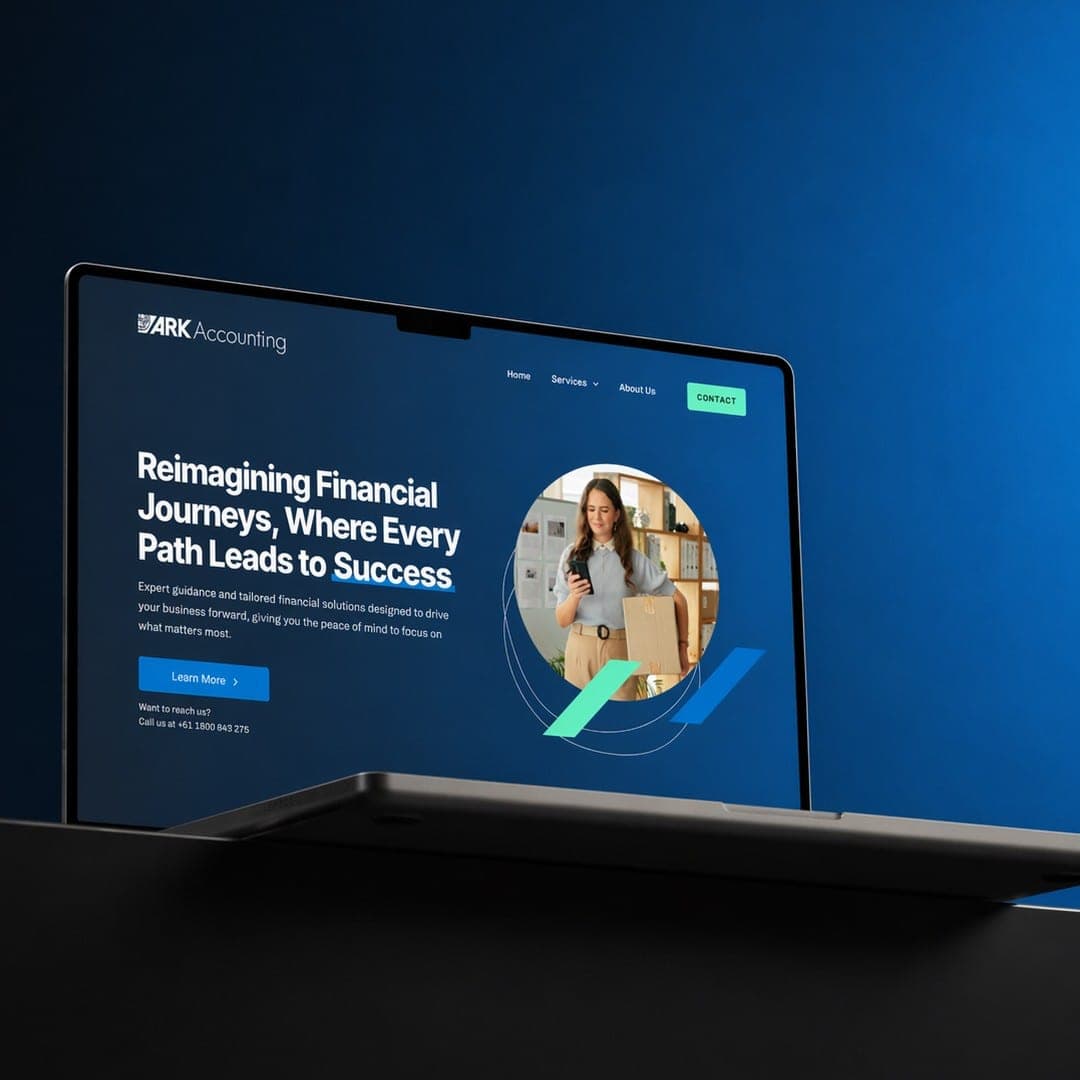 Ark Accounting marketing website on a laptop