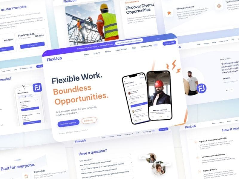 FlexiJob marketplace app screens
