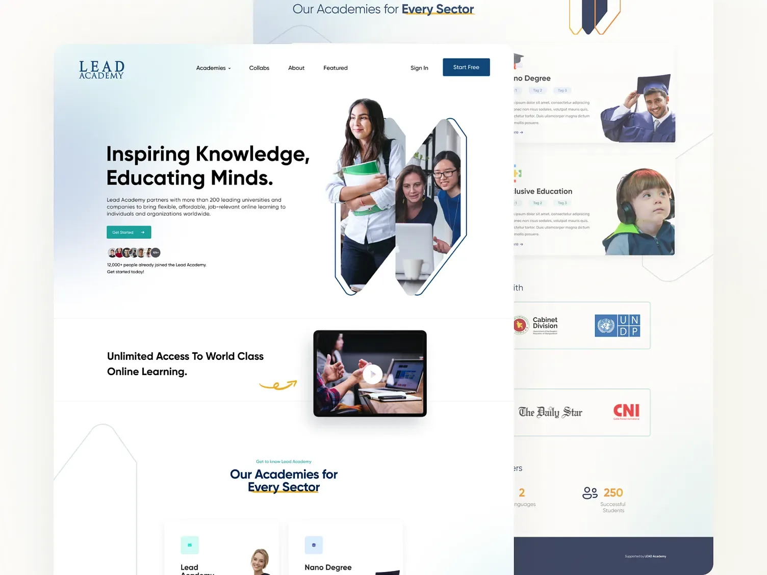 LEAD academy website design